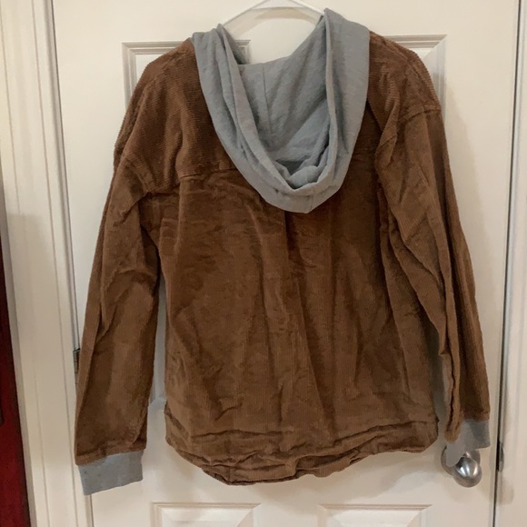 Tan corduroy fall jacket with hood - Picture 2 of 2